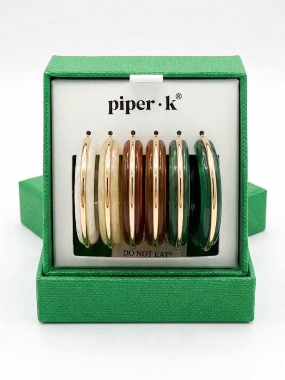 NWT ⚜️💚⚜️ PIPER K Multi Layered Gold & Acrylic Hoop Earrings